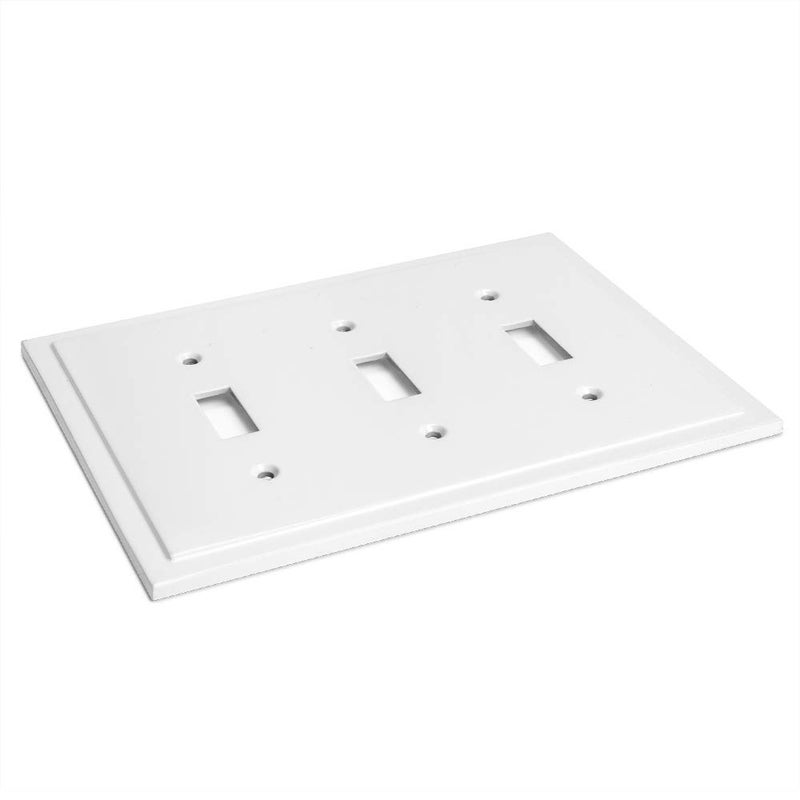 Henne Bery Modern Edge Decorative Wall Plate Switch Plate Outlet Cover, Durable Solid Zinc Alloy (Triple Toggle, White) - Image 5